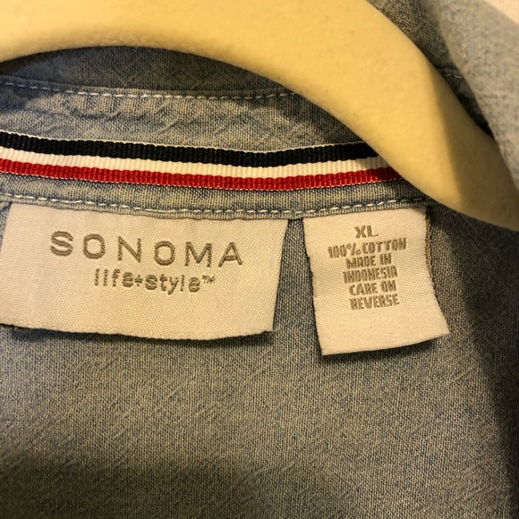 Sonoma Sleeveless Button Down Thin Denim Shirt XL - Picture 3 of 5